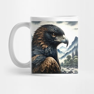 Colorful Black Hawk-Eagle - Watercolor Bird Mug